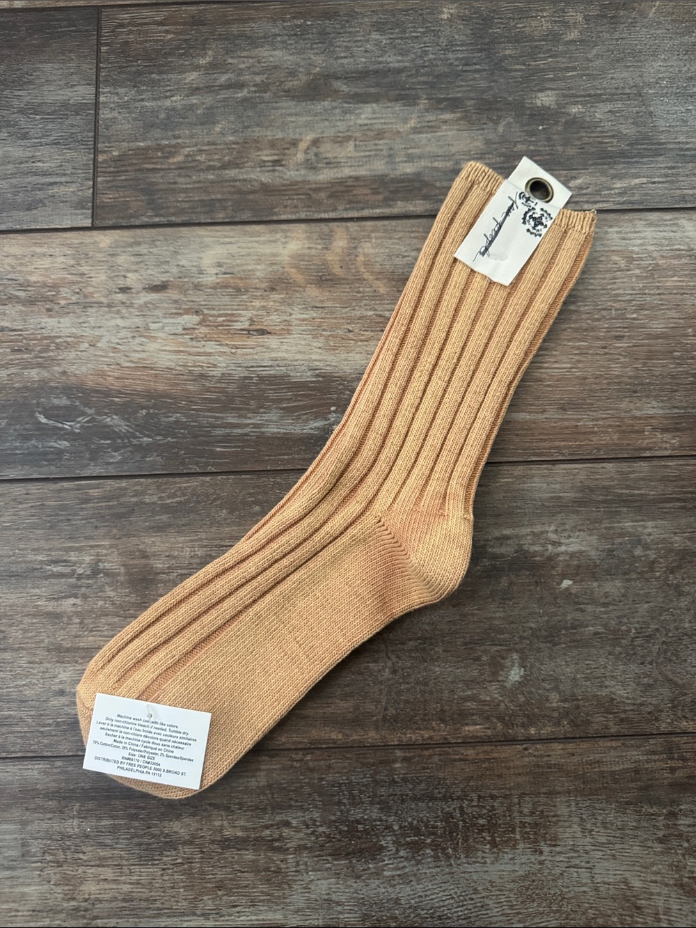 Free People Ribbed Crew Socks - Tan